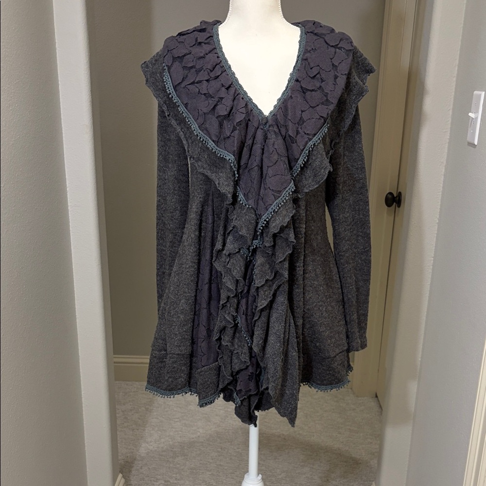 Ryu Gray Ruffled Cardigan